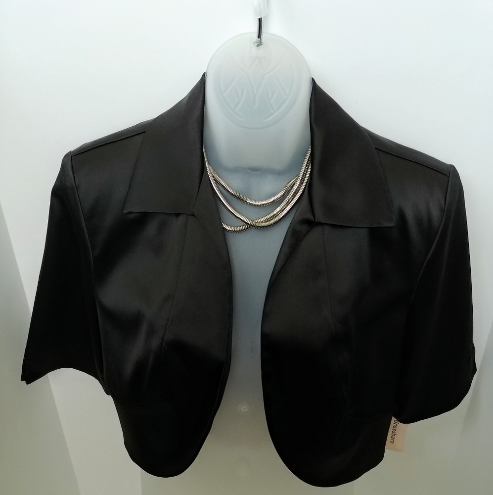NWT Dress Barn Black Satin Shrug | Women's Sz S